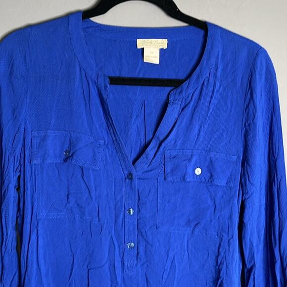 Lucky Brand Blue Pin Dot Tunic Blouse Size XS - Picture 2 of 7